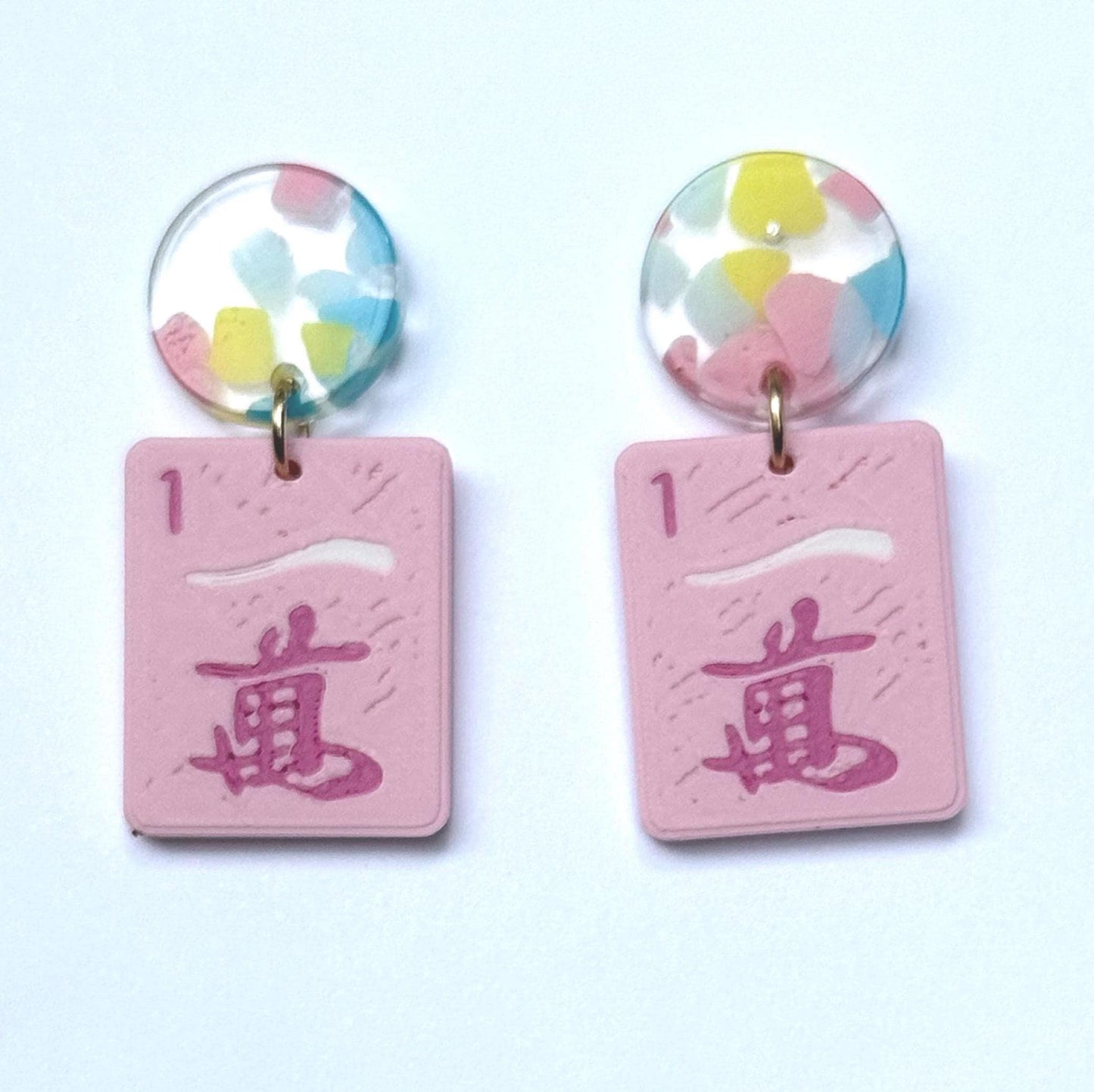 Mahjong Earrings - Pink