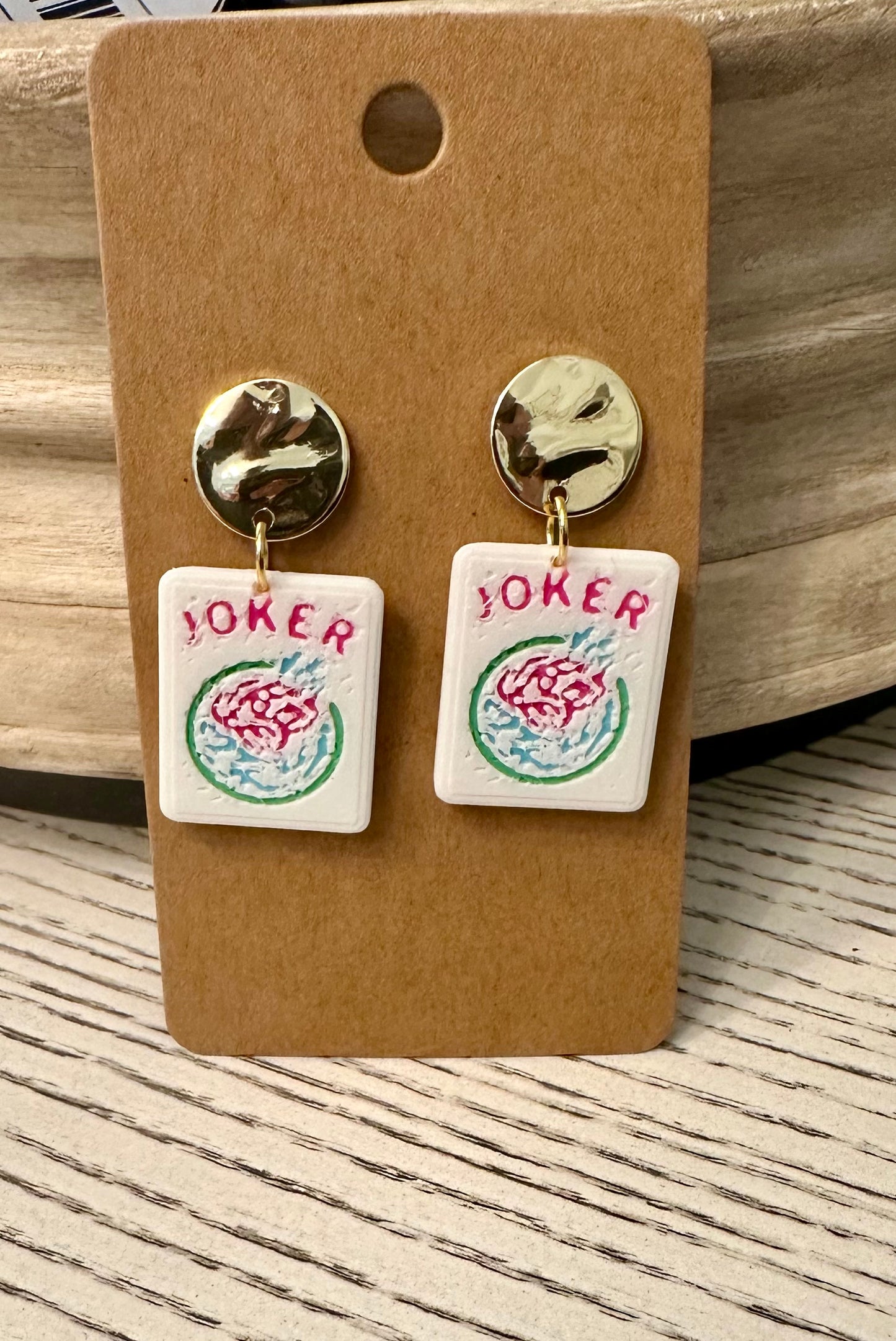 Mahjong Earrings - Gold Post