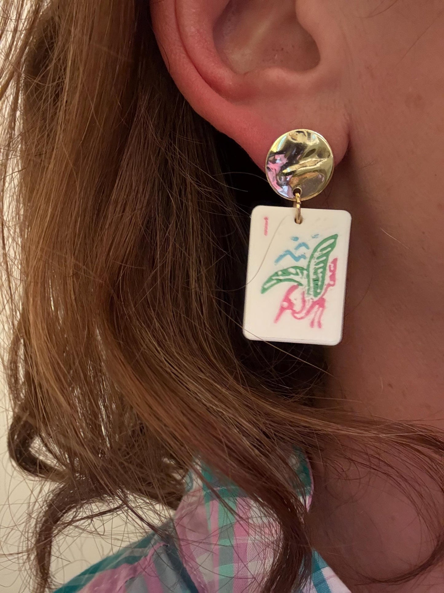 Mahjong Earrings - White