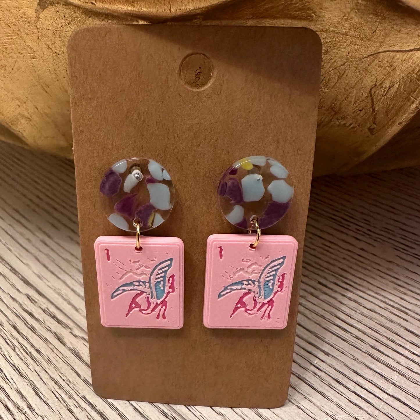 Mahjong Earrings - Pink & Purple