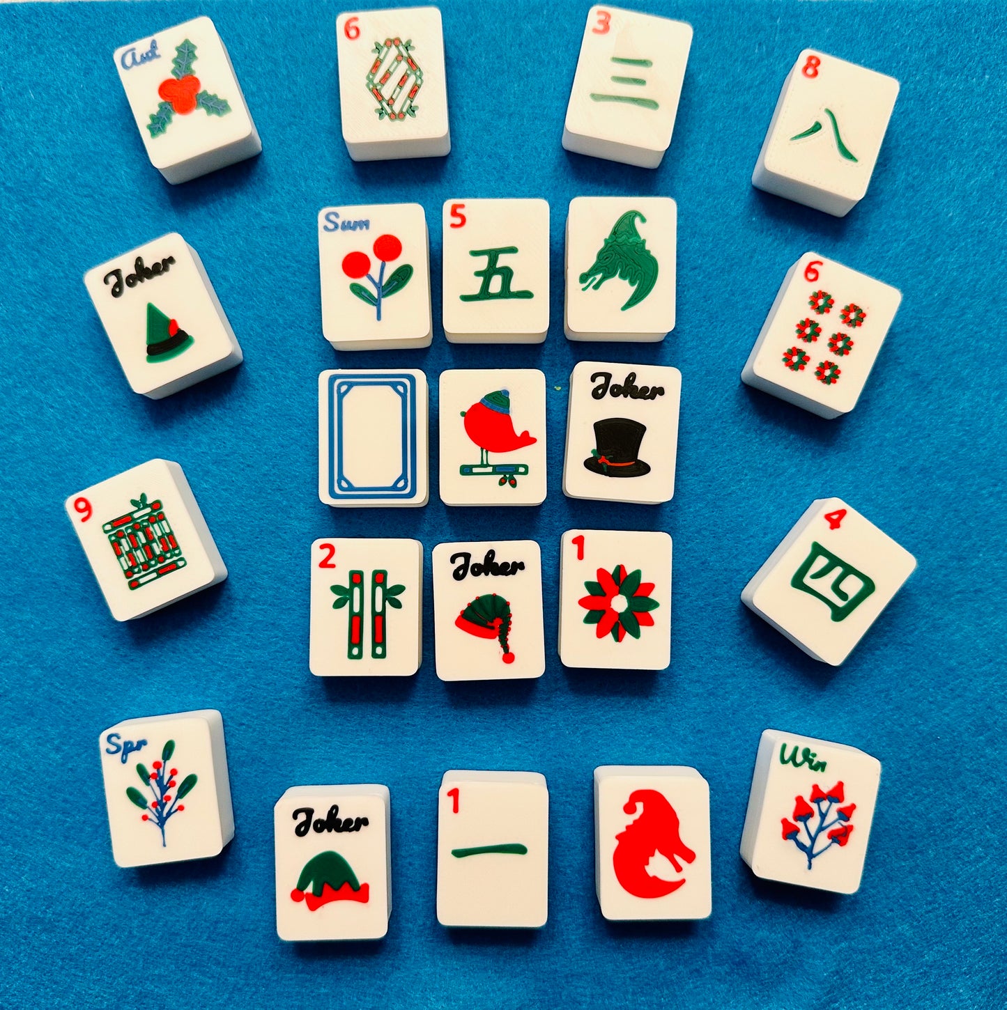 Two Tone Waterproof American Mahjong Set - Christmas