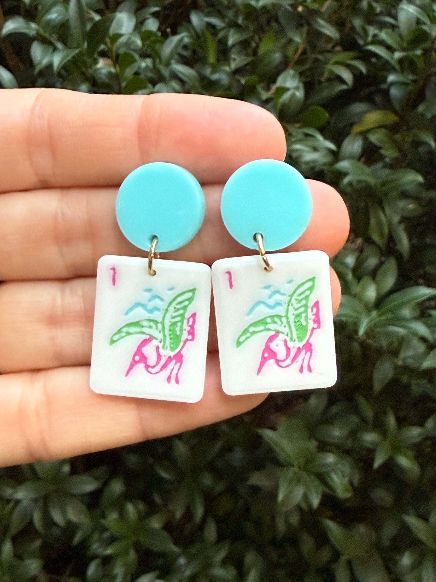 Mahjong Earrings - Blue Post