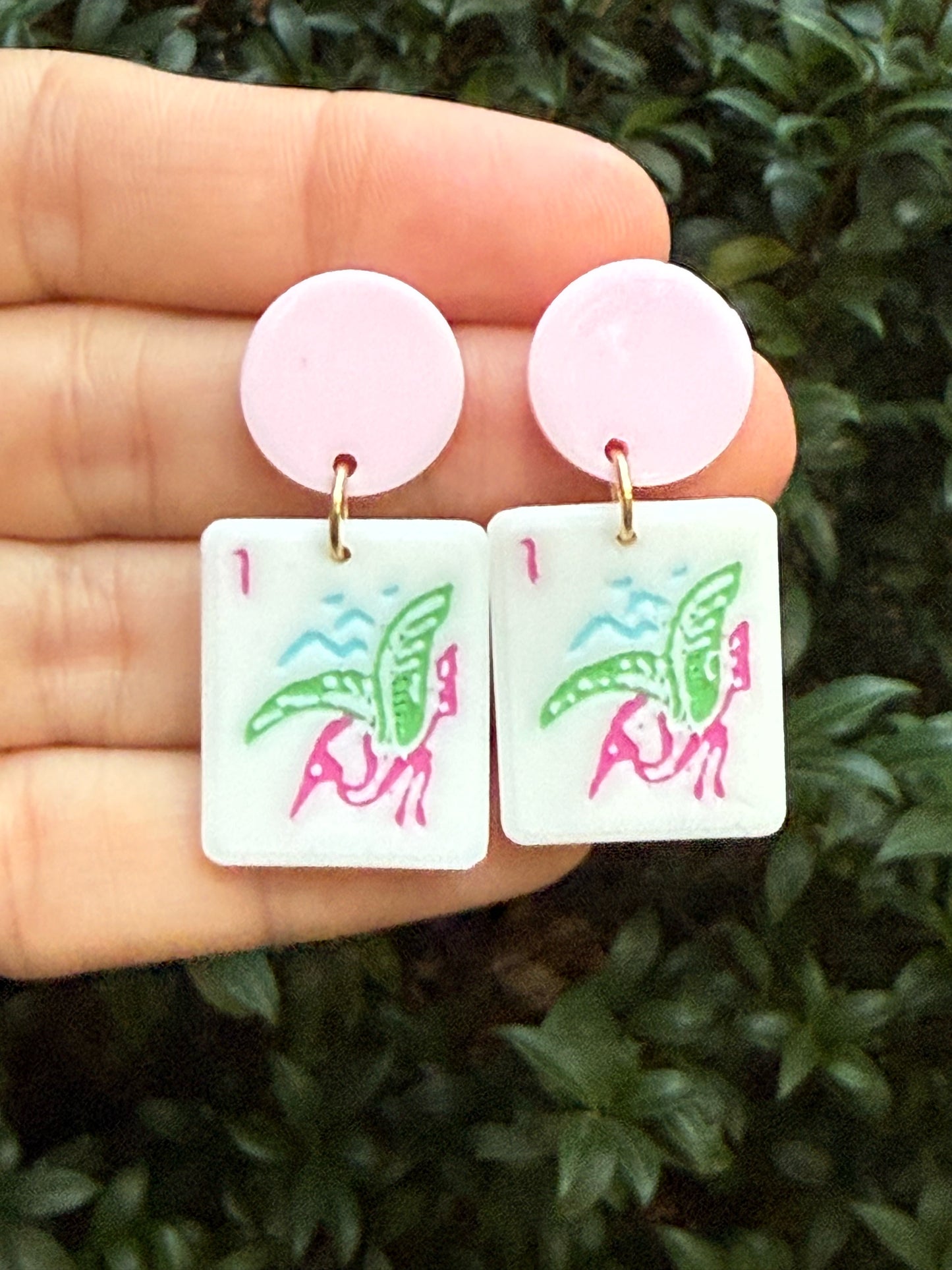 Mahjong Earrings - Blue Post