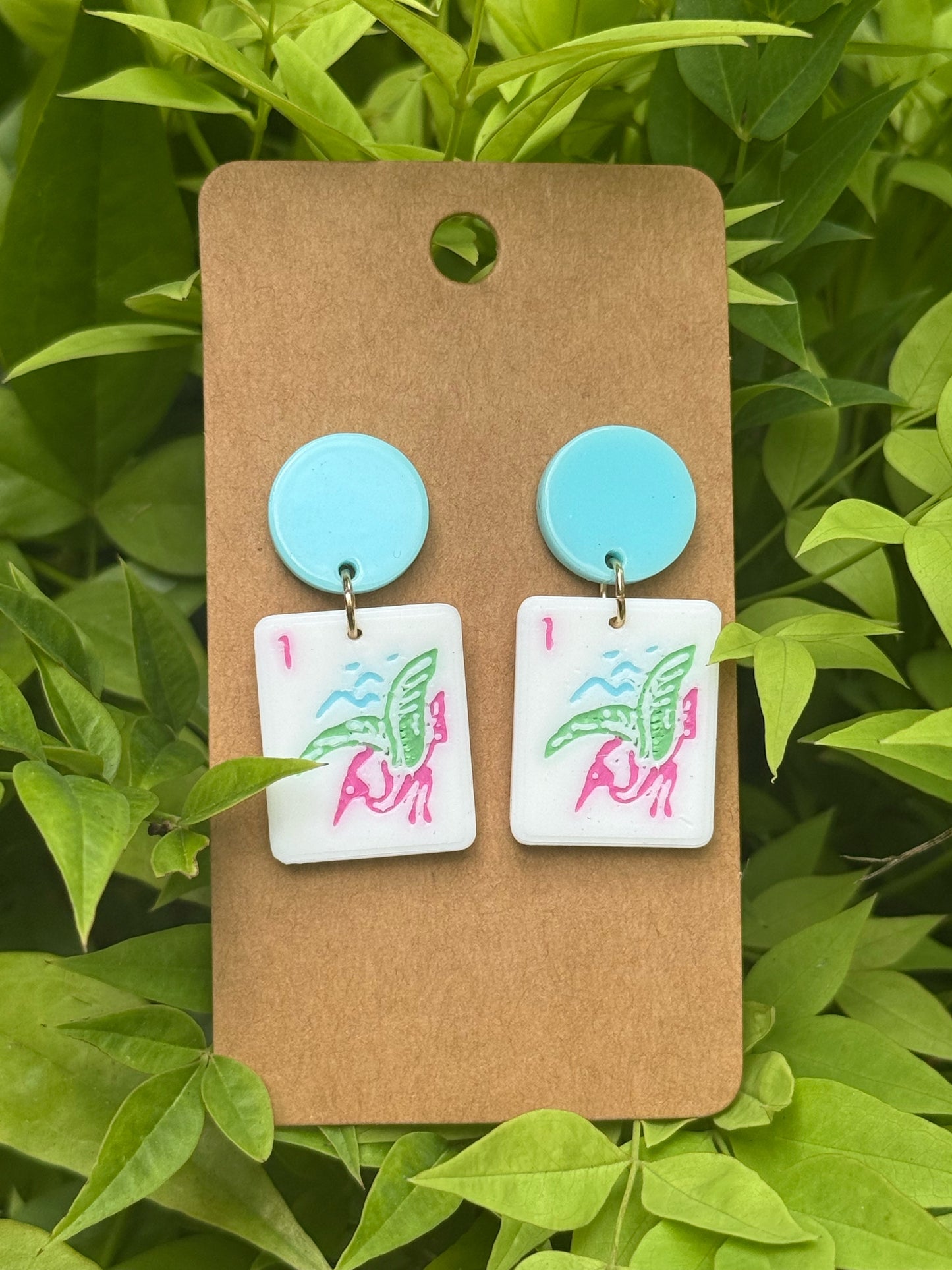 Mahjong Earrings - Blue Post