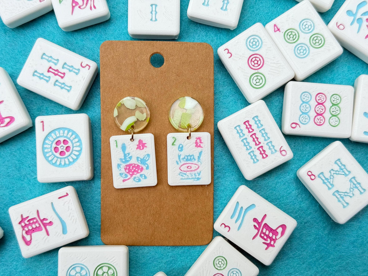 Mahjong Earrings - Blue Post
