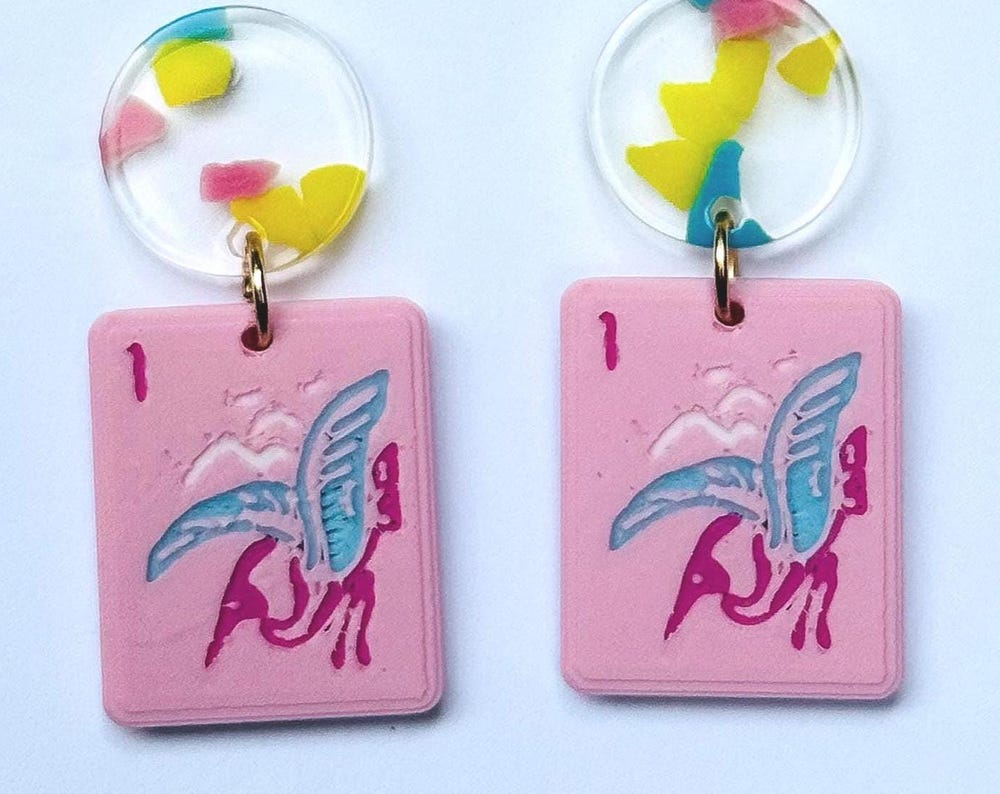 Mahjong Earrings - Pink